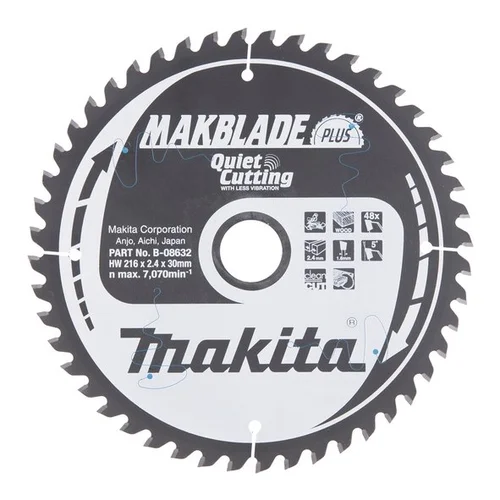 Pjovimo diskas MAKBLADE PLUS Makita B-08632 216x30x2,4mm 48T image 2