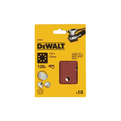 DEWALT 120G šlifavimo popierius 115x115 mm 10 vnt. pakuotėje 1/4 SHEET image 2