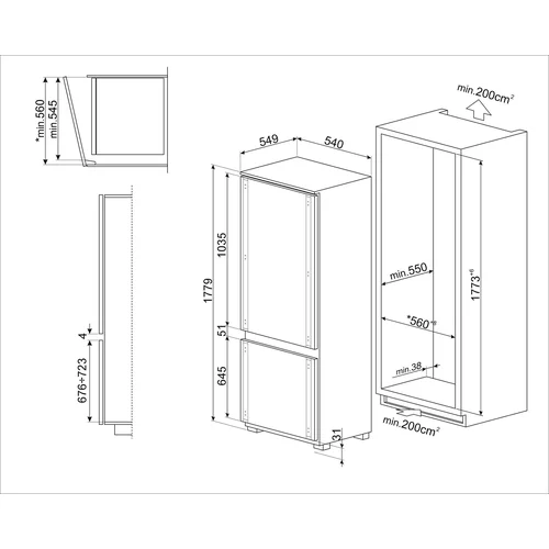 SMEG Įmontuojamas šaldytuvas C41721E image 3