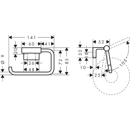 Hansgrohe AddStoris S 41788340 Tualetinio popieriaus laikiklis image 2