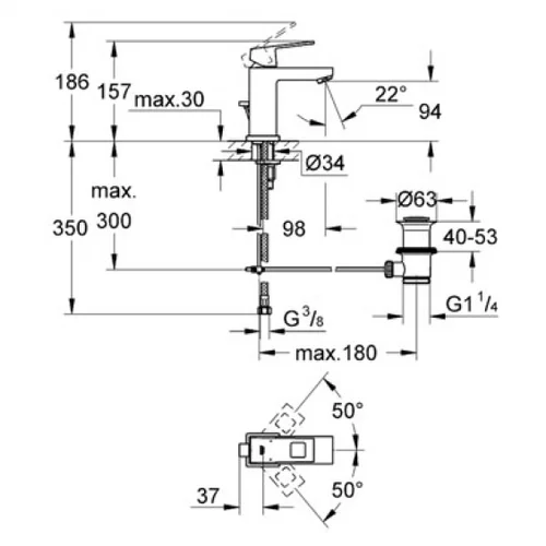 GROHE Eurocube 23127000 praustuvo maišytuvas image 2