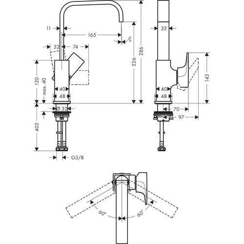 Hansgrohe Metropol 230 Praustuvo maišytuvas 32511340 image 2