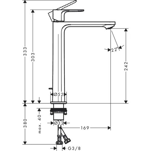 Hansgrohe Rebris E 72581670, juodas matinis image 3