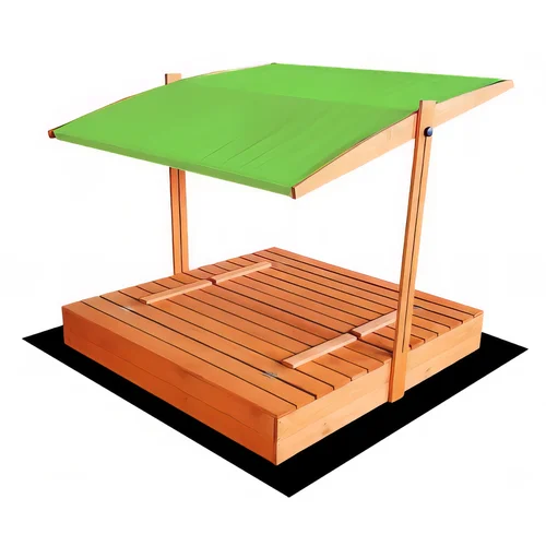 HATIS Impregnuota smėlio dėžė 140x140 cm su žaliu stogeliu ir 300 kg smėlio image 2