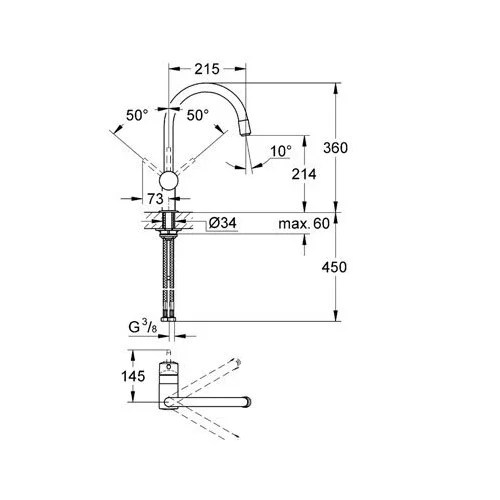 GROHE Minta chromo spalvos virtuvinis maišytuvas 32918000 image 2