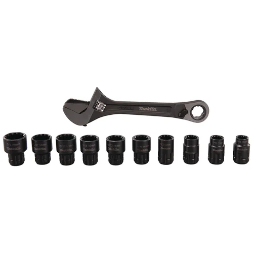 Makita B-65458 Reguliuojamas raktas su terkšle, Kiauryminis rinkinys 11vnt image 1