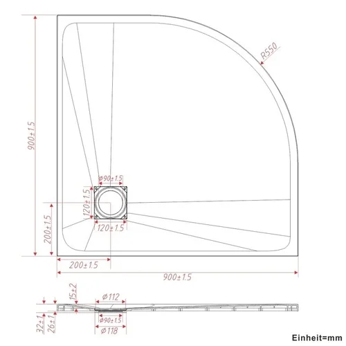 AQUABATOS DWR Dušo padėklas 90x90 Baltas image 3