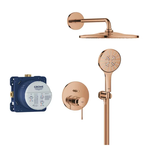 Grohe Essence potinkinė dušo sistema Rainshower Mono 310, 25287DA0, poliruoto blizgaus vario image 2