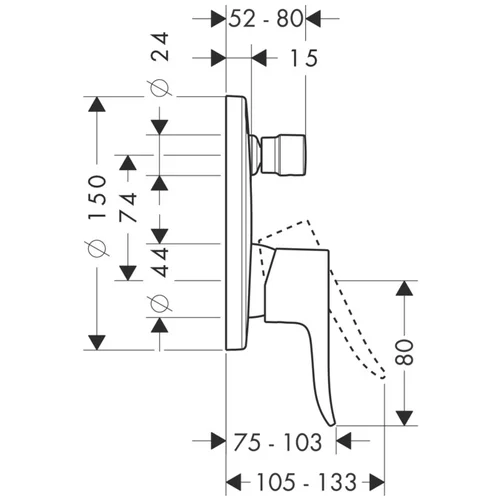 Hansgrohe Metris 31493000 potinkinis maišytuvas Chromo image 2