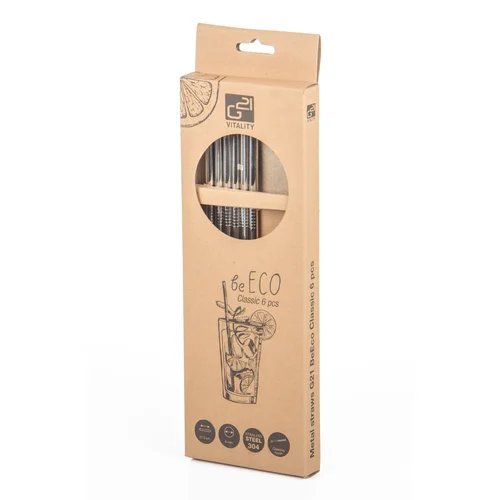 G21 BeEco Classic 6352100 metaliniai šiaudeliai + šepetėlis valymui image 1
