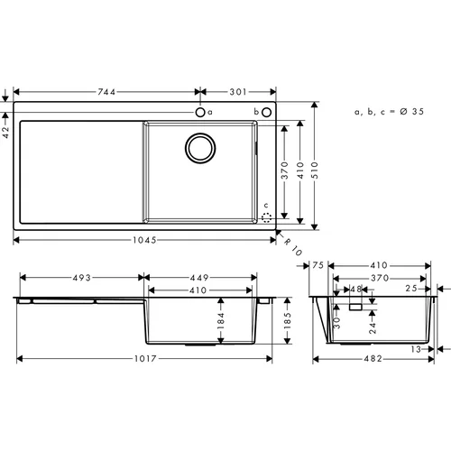 Hansgrohe S71 S717-F450, 43307800 montuojama plautuvė, 60 cm image 3