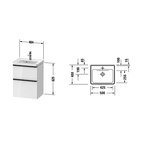 DURAVIT D-Neo DE0146022220000, 500×480 mm, Balta blizgi image 2