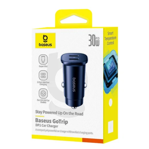 Baseus GoTrip 2xUSB-C 30W Automobilinis įkroviklis Juodas image 2