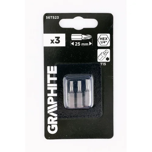 GRAPHITE Torx T15 x 25 mm bitų rinkinys, 3 vnt image 2