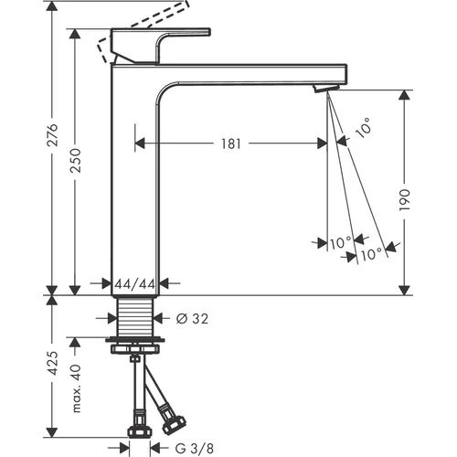 Hansgrohe Vernis Shape 190 71591670 Matinė juoda praustuvo maišytuvas image 2