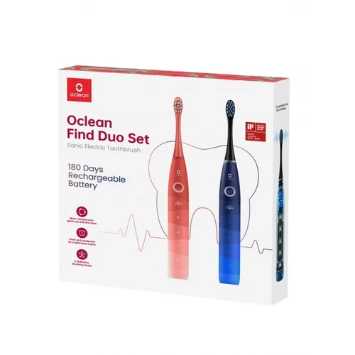 Oclean Find Dou Elektrinis dantų šepetėlis (raudona/mėlyna) image 1