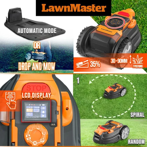 Lawnmaster VBRM20D belaidis vejapjovės robotas, 24V, 4 Ah, 800 m² image 3