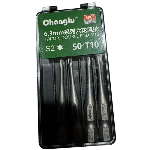 CHANGLU TOOLS antgalis smūginis TORX 1/4" (6.3mm), 5vnt. - T40 x 50mm image 2
