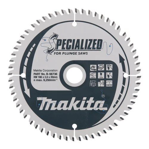 SPECIALIZED T.C.T. pjūklas 165X2X20mm 5° T60 Makita B-56736 image 2