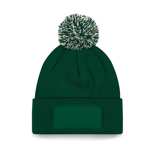 Beechfield B443 žieminė kepurė su bumbulu, One Size, Bottle Green/Off White image 3
