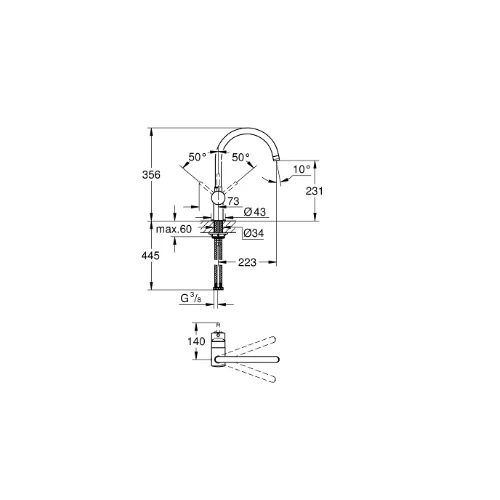 Grohe Minta 32917000 maišytuvas plautuvei, chromas 22,3 cm image 2
