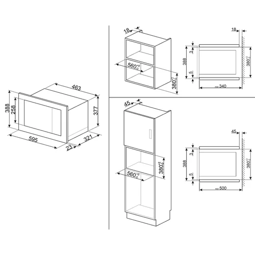 SMEG FMI020X įmontuojama mikrobangų krosnelė 20 L image 3