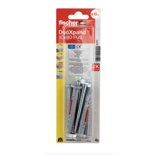 Fischer DuoXpand kaištis su varžtu 10x80 FUS, 4 vnt. image 1