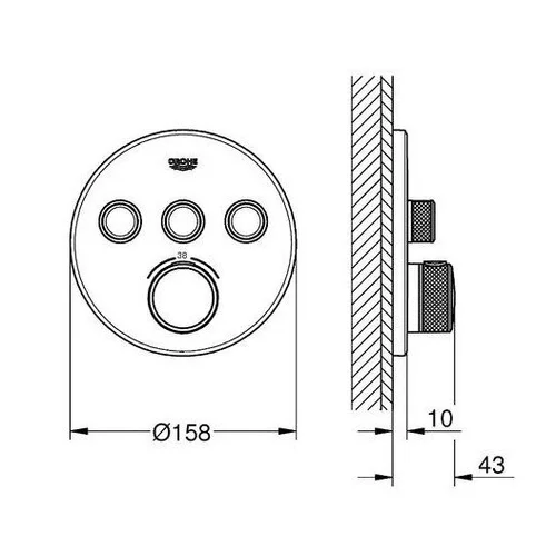 Grohe Grohtherm SmartControl 3 išėjimų potinkinis termostatinis maišytuvas chromo spalvos image 3