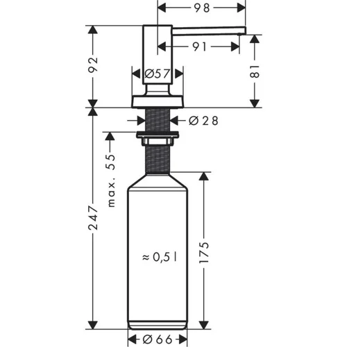 Hansgrohe A51 40448670 Dozatorius, 500 ml, Juoda matinė image 2