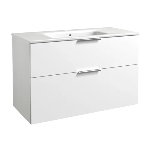 Apatinė spintelė su keramikiniu praustuvu Raguvos Baldai GRAND 21113712, matinė balta, aliuminio spalvos rankenos, 101 cm image 1