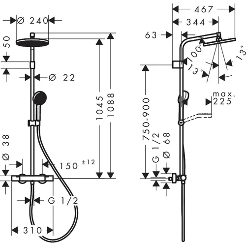 Hansgrohe Activera S 240 termostatinė dušo sistema image 2