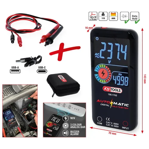 KS Tools Skaitmeninis multimetras su antgaliais image 3
