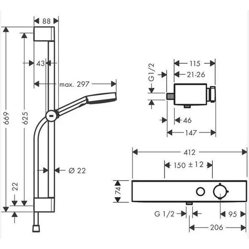 Termostatinė dušo sistema Hansgrohe Pulsify Select 24260000 image 3