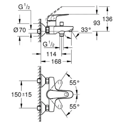 Grohe EuroEco vonios maišytuvų komplektas (32743001, 24265001, 27598003), chromas image 2