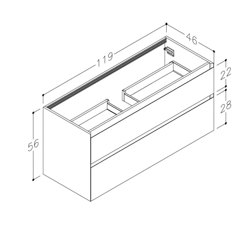 Spintelė po stalviršiu Kame LOFT BUC/12-3DR/D02-LFT, 120 cm, Matinė balta image 2