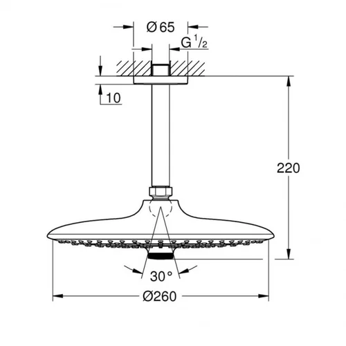 Grohe Euphoria 260 dušo galvos komplektas iš lubų 26461000 image 2