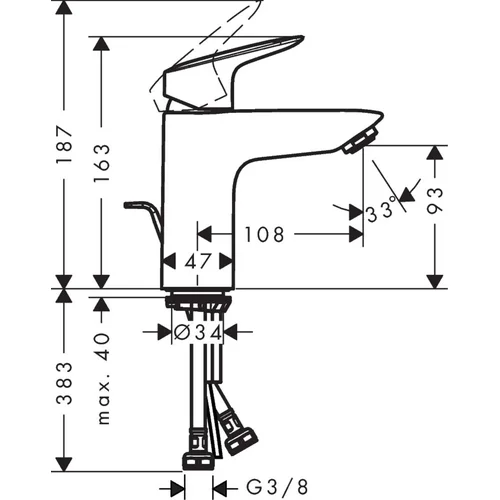 Hansgrohe Logis 71104000 Praustuvo maišytuvas Chromo image 2