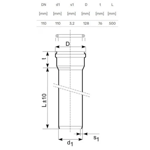 Magnaplast Lauko kanalizacijos vamzdis Ø110 mm SN4 0,5 m image 2