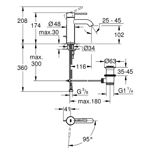 Grohe ESSENCE 23591001 praustuvo maišytuvas Chromo image 2