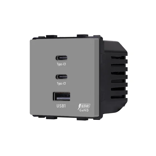Feelspot FSMP65G greito įkrovimo rozetė USB-C 2x, 65W, Pilka image 2