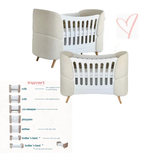 Ingvart Fly 6-in-1 kūdikio lovytė 80x136 cm Boucle Triušis image 1
