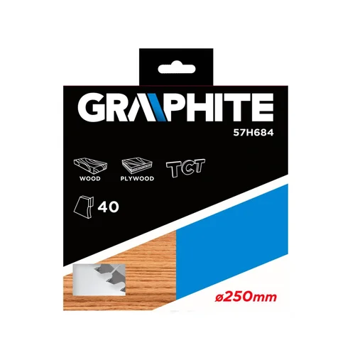 GRAPHITE Pjovimo diskas 250x30 mm, 40 dantų, medžiui image 2