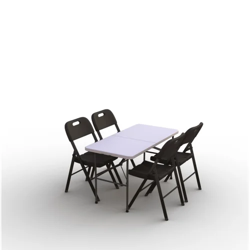 Sulankstomų baldų komplektas: Stalas 120x60 cm, 4 kėdės Premium juodos image 1