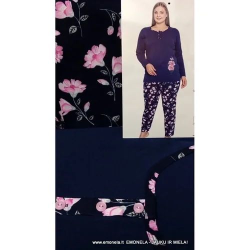 Pižama PALAIMA, ilga, 2 dalių, XL, mėlyna ir rožinė image 3