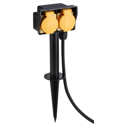 Lauko ilgintuvas su įžeminimu, įsmeigiamas, 3 x 1.5 mm, 3 m, 2 lizdų, juodas image 1