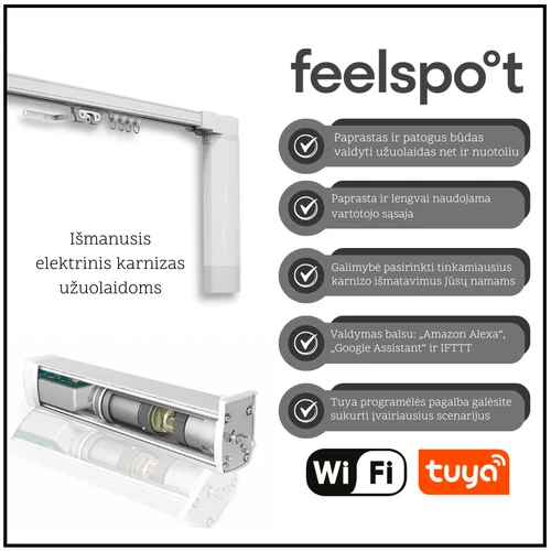 Feelspot FS-CM04W WiFi, Tuya Užuolaidų bėgelis 4 m image 1