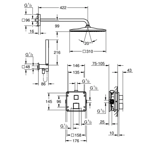 Potinkinė dušo sistema Grohe Grohtherm Cube 34868000 image 3
