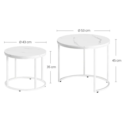 Kavos staliukai, Balta spalva, 43–53×43×35–45 cm image 3