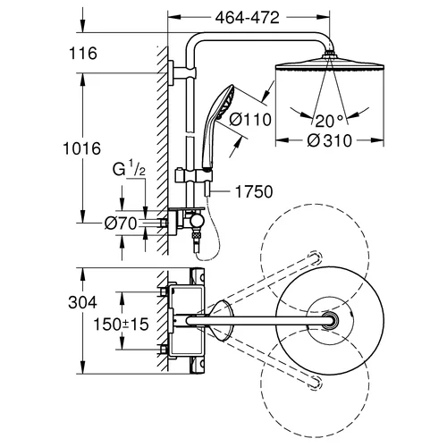 GROHE Euphoria System 310 26849000 termostatinė dušo sistema image 2