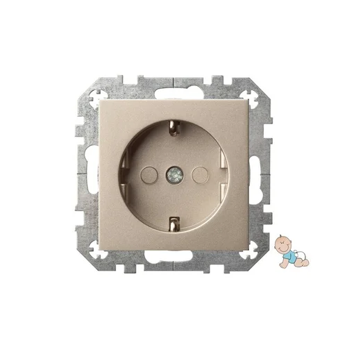 Kištukinis lizdas LIREGUS EPSILON IKL16-214-01 E/CH, šampano spalvos image 1